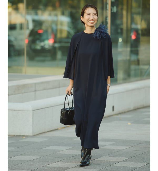 VERMEIL par iena「ACEPOLYバックサテンケープ風ワンピース」|ワンピース|