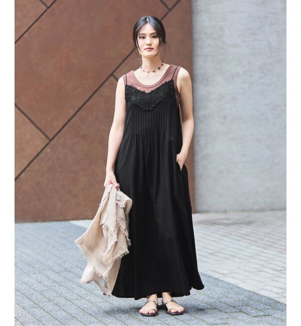 IENA「《WEB限定/追加》レースキャミソールワンピース」|ワンピース|