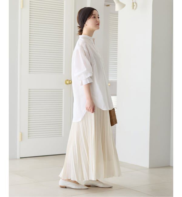 IENA「《一部カラーWEB限定》ラミーリヨセルバンドカラーシャツ」|シャツ・ブラウス|