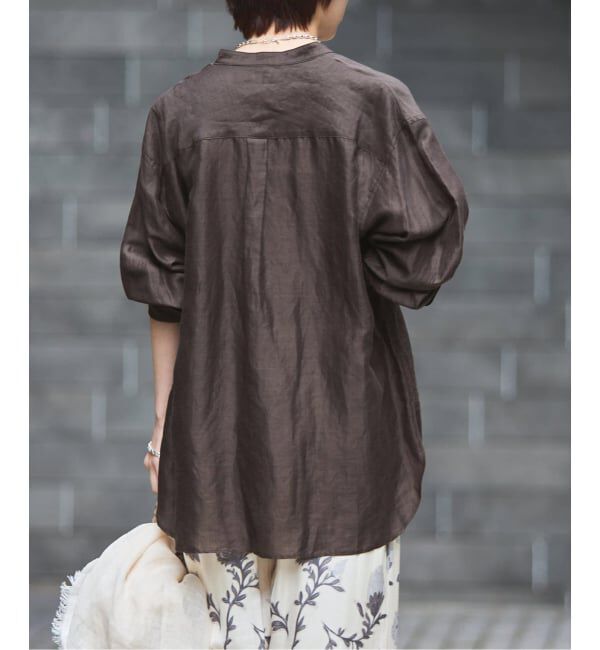 IENA「《一部カラーWEB限定》ラミーリヨセルバンドカラーシャツ」|シャツ・ブラウス|