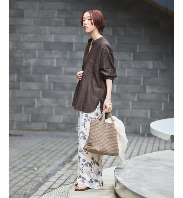 IENA「《一部カラーWEB限定》ラミーリヨセルバンドカラーシャツ」|シャツ・ブラウス|