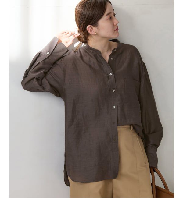 IENA「《一部カラーWEB限定》ラミーリヨセルバンドカラーシャツ」|シャツ・ブラウス|