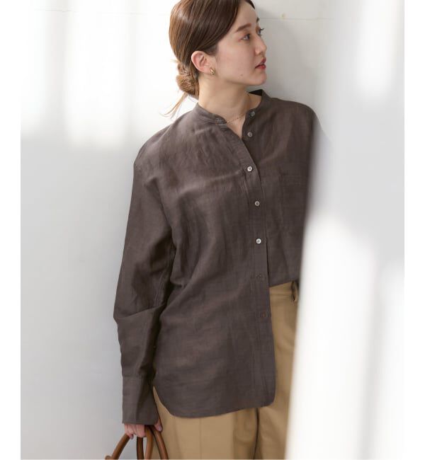 IENA「《一部カラーWEB限定》ラミーリヨセルバンドカラーシャツ」|シャツ・ブラウス|