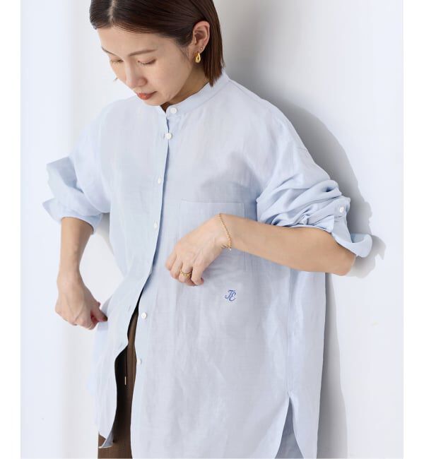 IENA「《一部カラーWEB限定》ラミーリヨセルバンドカラーシャツ」|シャツ・ブラウス|