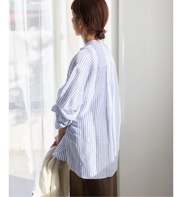 IENA「《一部カラーWEB限定》ラミーリヨセルバンドカラーシャツ」|シャツ・ブラウス|