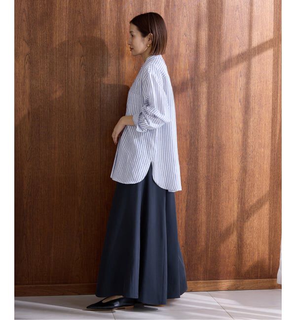 IENA「《一部カラーWEB限定》ラミーリヨセルバンドカラーシャツ」|シャツ・ブラウス|