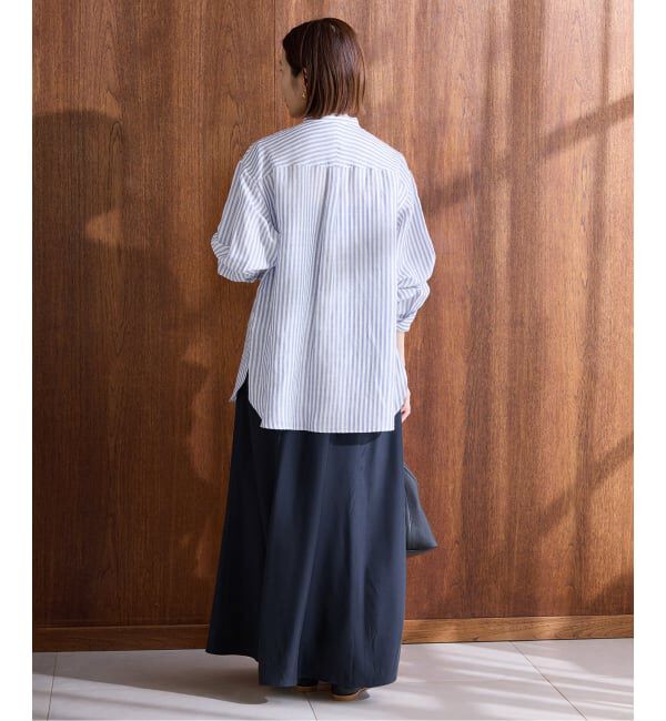 IENA「《一部カラーWEB限定》ラミーリヨセルバンドカラーシャツ」|シャツ・ブラウス|