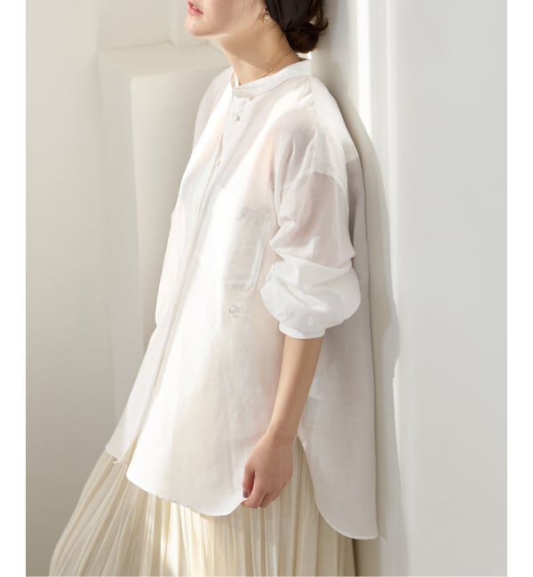 IENA「《一部カラーWEB限定》ラミーリヨセルバンドカラーシャツ」|シャツ・ブラウス|