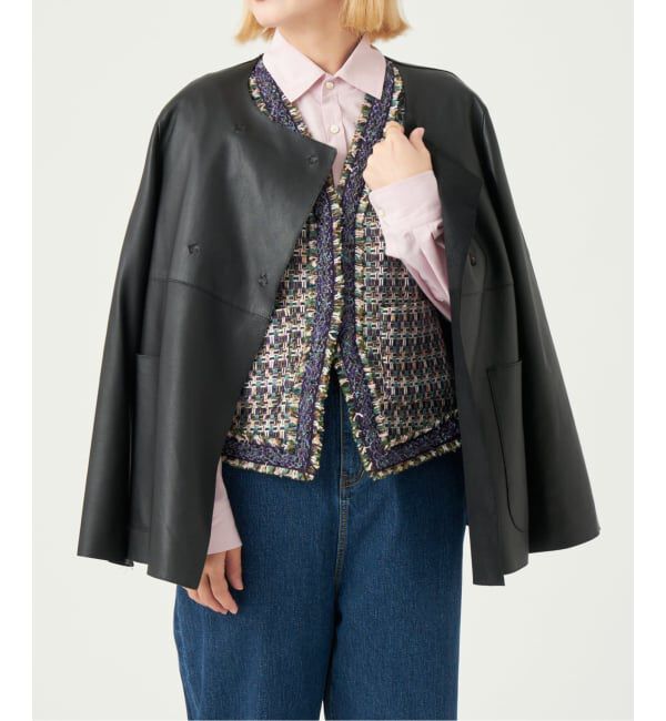 IENA LA BOUCLE「《追加》IENA LA BOUCLE SHEEPレザージャケット」|ノーカラージャケット|