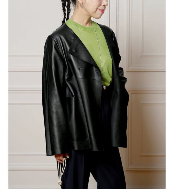 IENA LA BOUCLE「《追加》IENA LA BOUCLE SHEEPレザージャケット」|ノーカラージャケット|