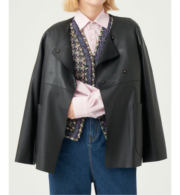 IENA LA BOUCLE「《追加》IENA LA BOUCLE SHEEPレザージャケット」|ノーカラージャケット|