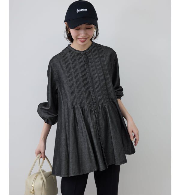 SLOBE IENA「《WEB限定/追加予約》LEDENIM ボサム ペプラムデニムブラウス」|シャツ・ブラウス|