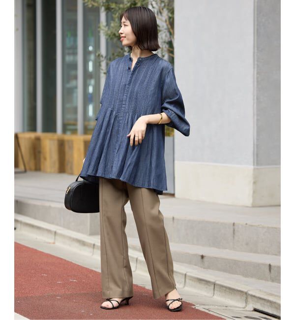 SLOBE IENA「《WEB限定/追加予約》LEDENIM ボサム ペプラムデニムブラウス」|シャツ・ブラウス|