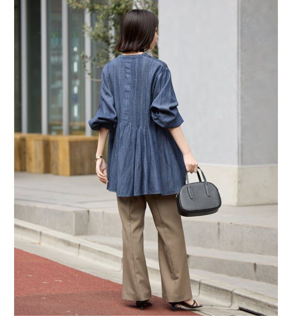 SLOBE IENA「《WEB限定/追加予約》LEDENIM ボサム ペプラムデニムブラウス」|シャツ・ブラウス|