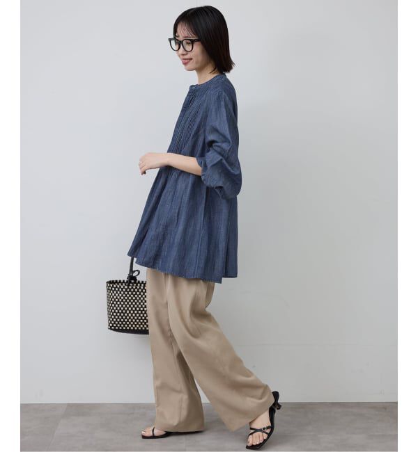 SLOBE IENA「《WEB限定/追加予約》LEDENIM ボサム ペプラムデニムブラウス」|シャツ・ブラウス|