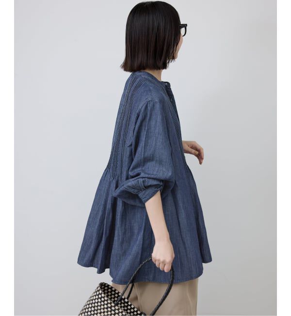 SLOBE IENA「《WEB限定/追加予約》LEDENIM ボサム ペプラムデニムブラウス」|シャツ・ブラウス|
