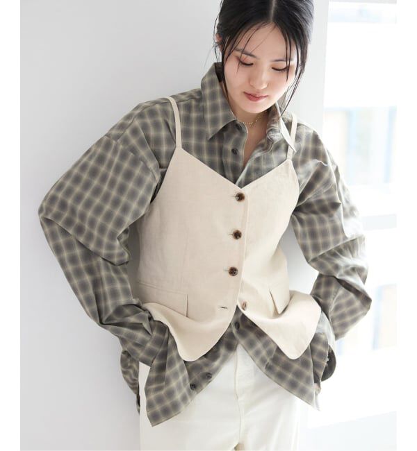 IENA「《セットアップ対応/予約》ウォッシャブル リネン混シェイプジレ」|その他|