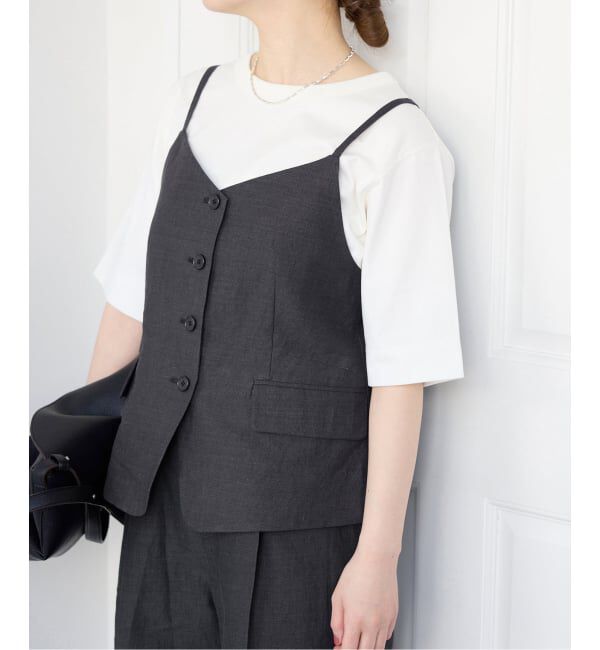 IENA「《セットアップ対応/予約》ウォッシャブル リネン混シェイプジレ」|その他|