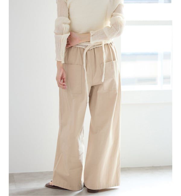 IENA「《予約/洗濯機洗い可》コットンサテンイージーワイドパンツ」|その他|
