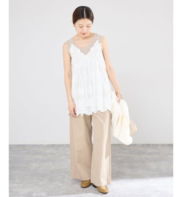 IENA「《予約/洗濯機洗い可》コットンサテンイージーワイドパンツ」|その他|