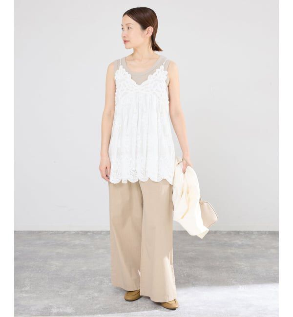 IENA「《予約/洗濯機洗い可》コットンサテンイージーワイドパンツ」|その他|