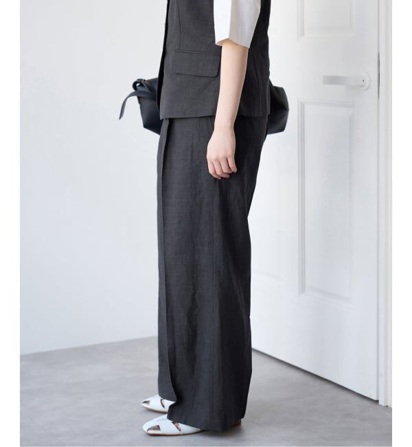 IENA「《セットアップ対応/予約》ウォッシャブル リネン混スラックス」|スラックス|