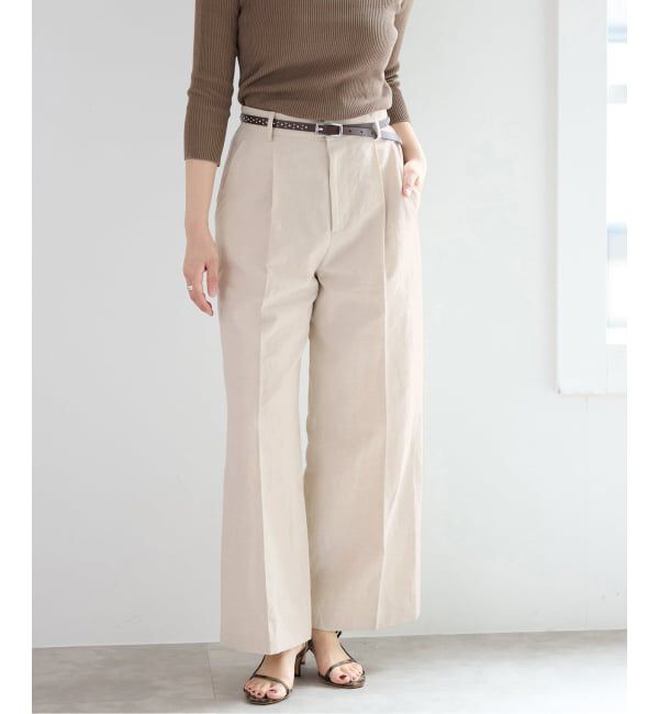 IENA「《セットアップ対応/予約》ウォッシャブル リネン混スラックス」|スラックス|