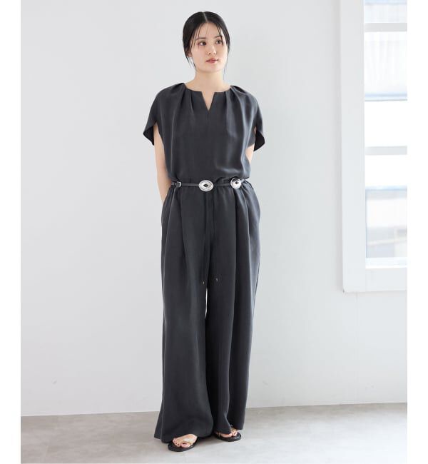 IENA「《予約》ウォッシャブル キュプラオーバーフレンチオールインワン」|オールインワン|