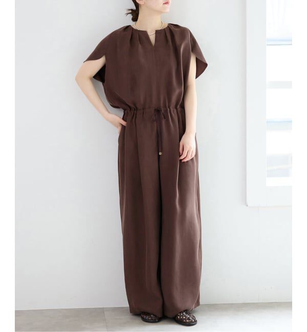 IENA「《予約》ウォッシャブル キュプラオーバーフレンチオールインワン」|オールインワン|