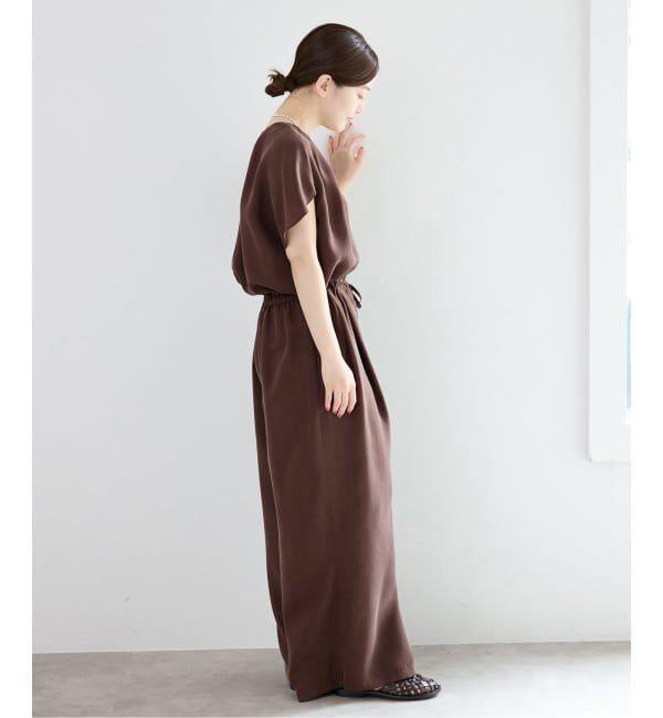 IENA「《予約》ウォッシャブル キュプラオーバーフレンチオールインワン」|オールインワン|