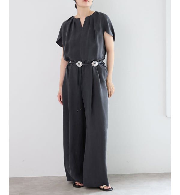 IENA「《予約》ウォッシャブル キュプラオーバーフレンチオールインワン」|オールインワン|