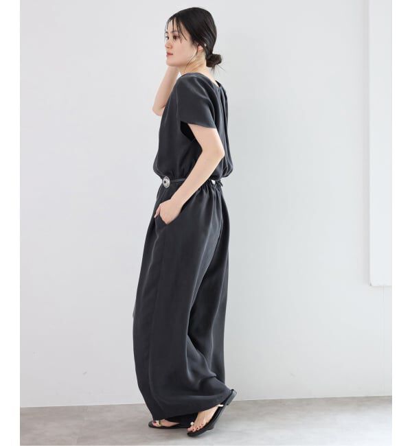 IENA「《予約》ウォッシャブル キュプラオーバーフレンチオールインワン」|オールインワン|