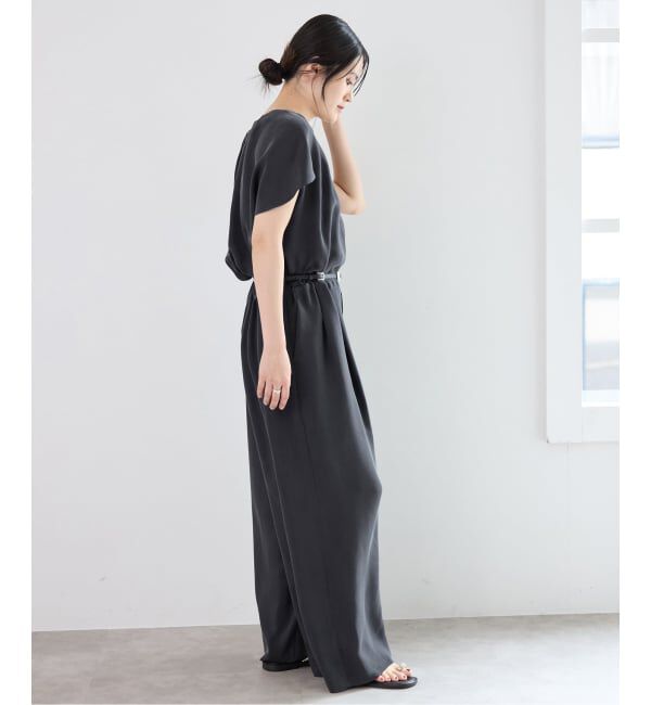 IENA「《予約》ウォッシャブル キュプラオーバーフレンチオールインワン」|オールインワン|