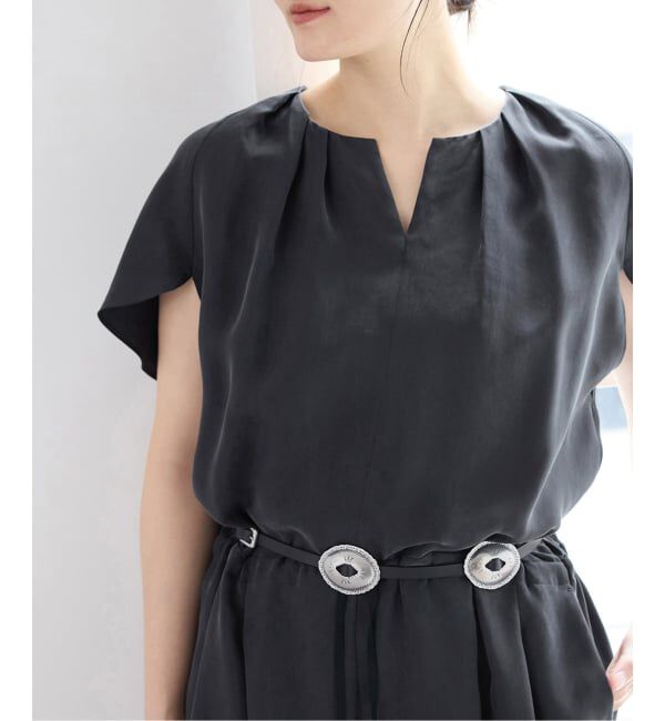 IENA「《予約》ウォッシャブル キュプラオーバーフレンチオールインワン」|オールインワン|