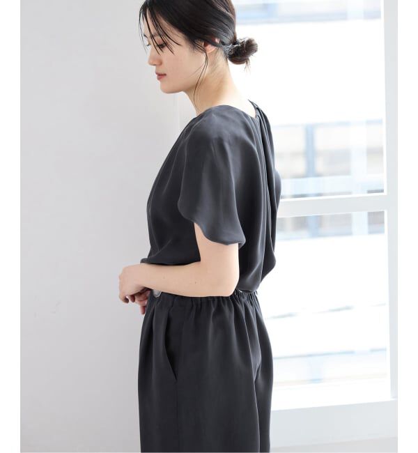 IENA「《予約》ウォッシャブル キュプラオーバーフレンチオールインワン」|オールインワン|