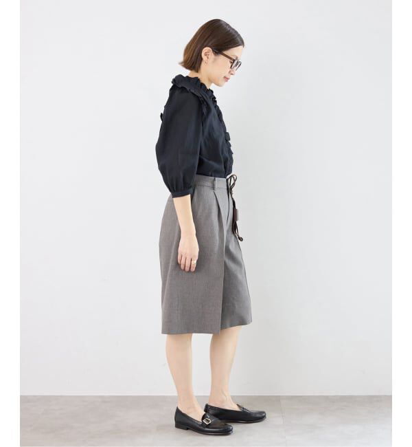 IENA「《予約/一部店舗限定》 コットンシュリンク7分袖ブラウス」|シャツ・ブラウス|