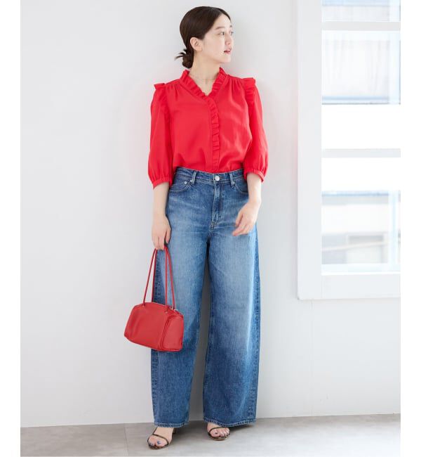 IENA「《予約/一部店舗限定》 コットンシュリンク7分袖ブラウス」|シャツ・ブラウス|