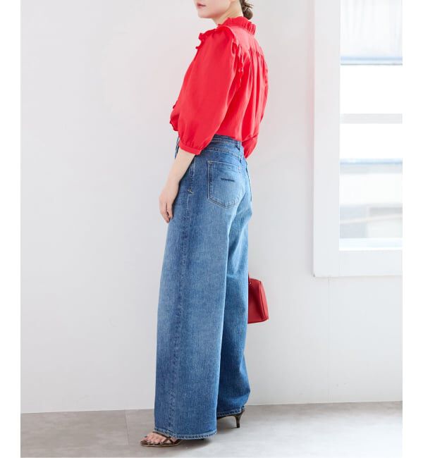 IENA「《予約/一部店舗限定》 コットンシュリンク7分袖ブラウス」|シャツ・ブラウス|