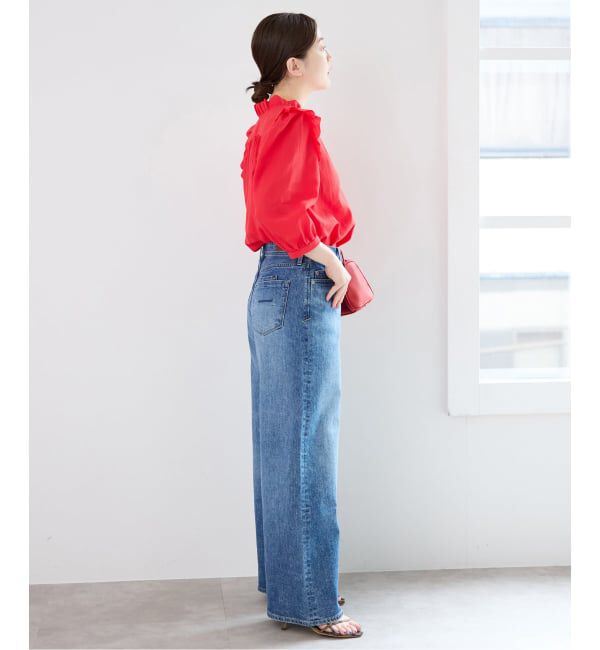 IENA「《予約/一部店舗限定》 コットンシュリンク7分袖ブラウス」|シャツ・ブラウス|