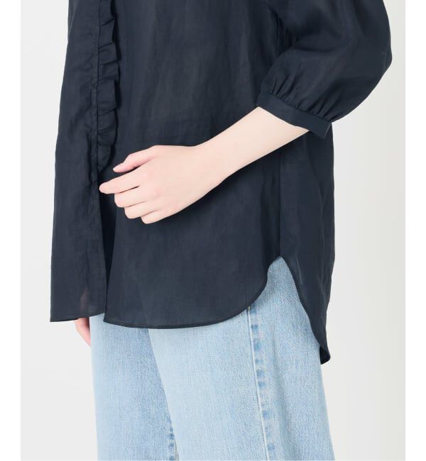 IENA「《予約/一部店舗限定》 コットンシュリンク7分袖ブラウス」|シャツ・ブラウス|