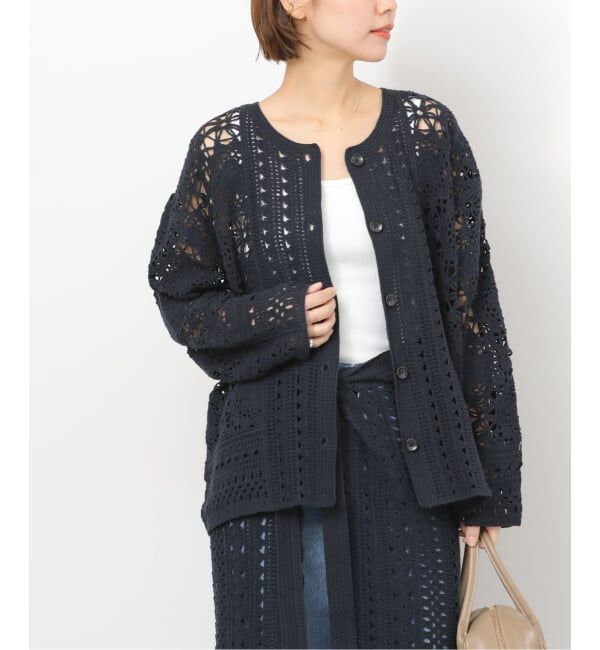 JOURNAL STANDARD relume「クロシェレースクルーネックカーディガン」|カーディガン|ネイビー