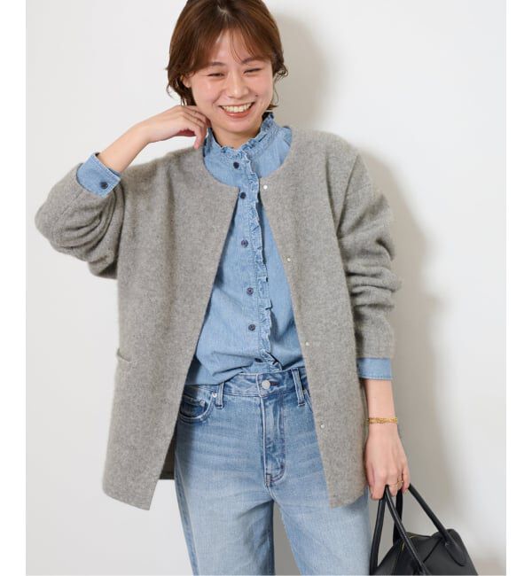 JOURNAL STANDARD relume「《WEB限定追加予約4》スタンドネックデニムフリルブラウス」|シャツ・ブラウス|