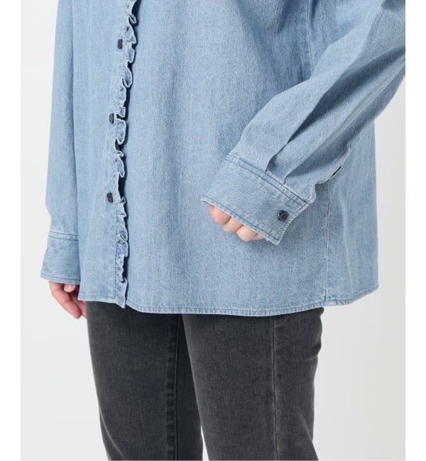 JOURNAL STANDARD relume「《WEB限定追加予約4》スタンドネックデニムフリルブラウス」|シャツ・ブラウス|