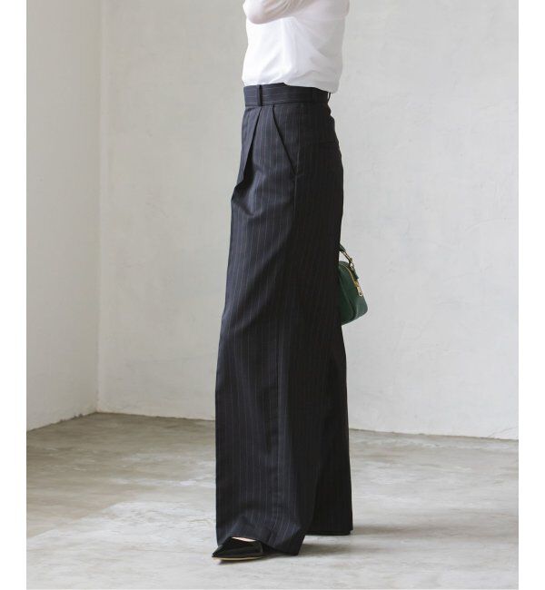NOBLE「【洗える】ストライプツイルストレッチスラックスパンツ」|スラックス|