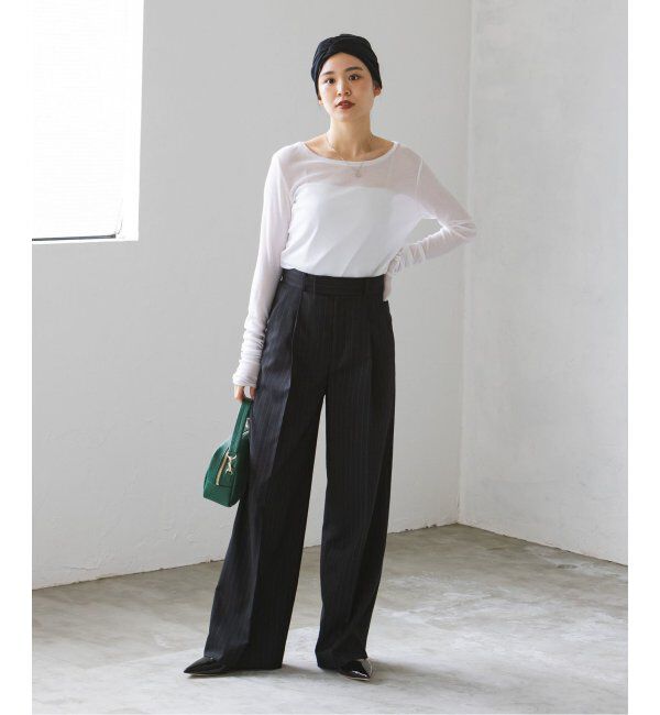 NOBLE「【洗える】ストライプツイルストレッチスラックスパンツ」|スラックス|