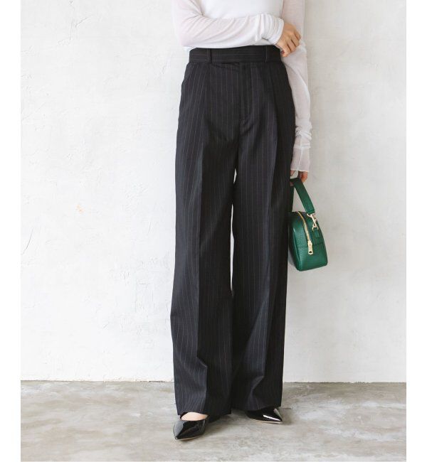 NOBLE「【洗える】ストライプツイルストレッチスラックスパンツ」|スラックス|