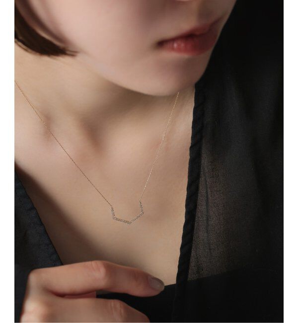 Lilas by Spick&Span「arrowラインホワイトトパーズネックレス K10」|ネックレス|ゴールド