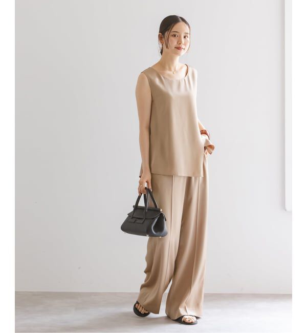 NOBLE「【洗える】ルナサテンベルテッドパンツ」|スラックス|