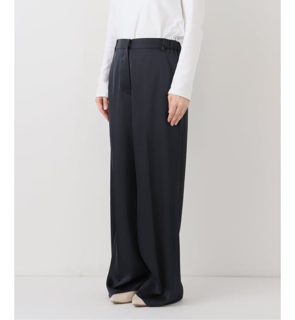 NOBLE「【洗える】ルナサテンベルテッドパンツ」|スラックス|