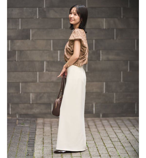 NOBLE「【洗える】レオパードジャガードデコルテVブラウス」|シャツ・ブラウス|